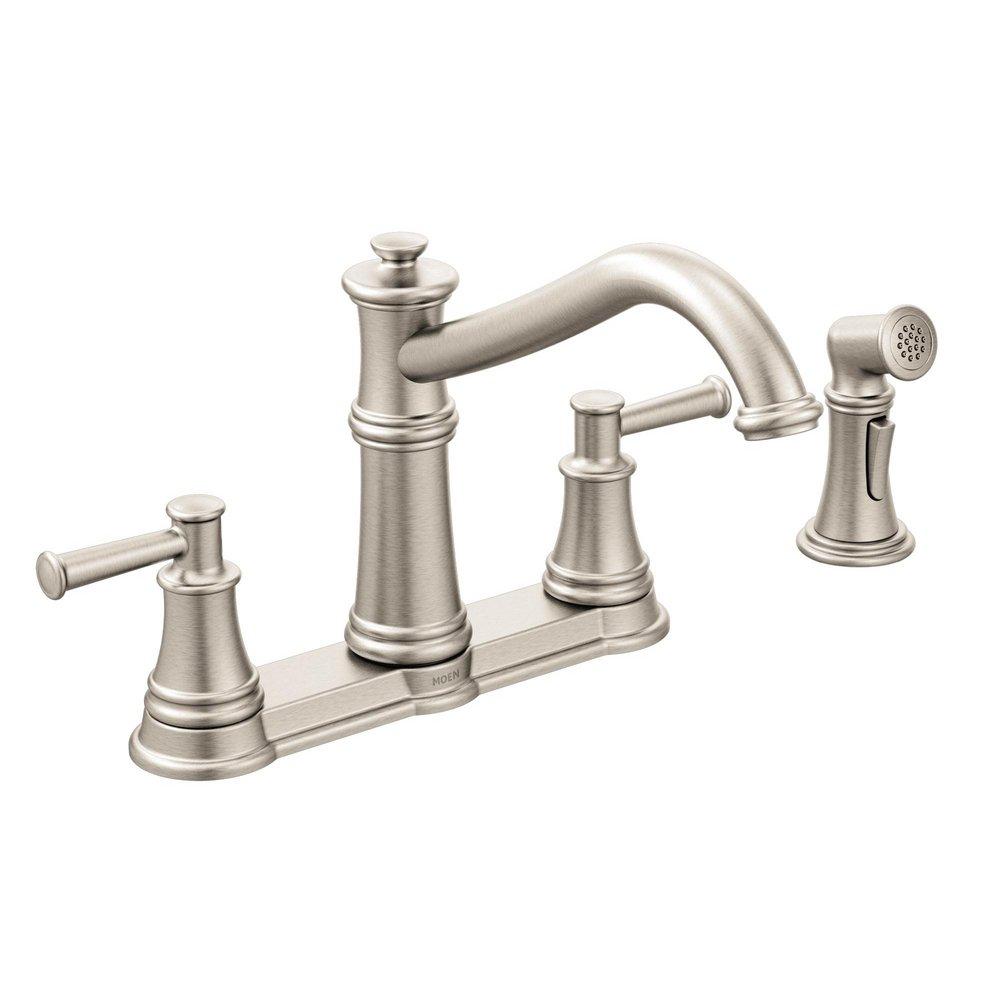 Moen 7255SRS Belfield Two Handle Bridge Kitchen Faucet with Side Spray in Spot Resist Stainless