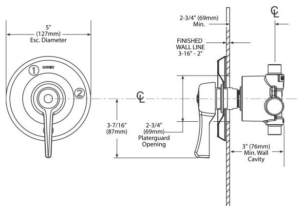 Moen 8360 Chrome Transfer Valve Trim