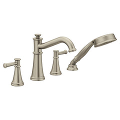 Moen T9024BN Kingsley Two Handle Roman Tub Faucet with Handshower in Brushed Nickel (Trim Only)