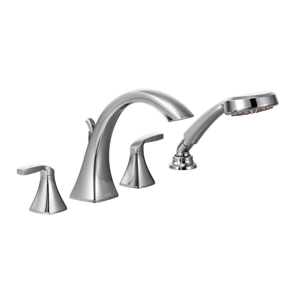 Moen T694 Voss Two Handle Roman Tub Faucet with Handshower in Polished Chrome (Trim Only)