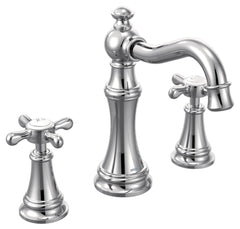 Moen TS42114 Weymouth 2 Handle Chrome Widespread Bathroom Faucet