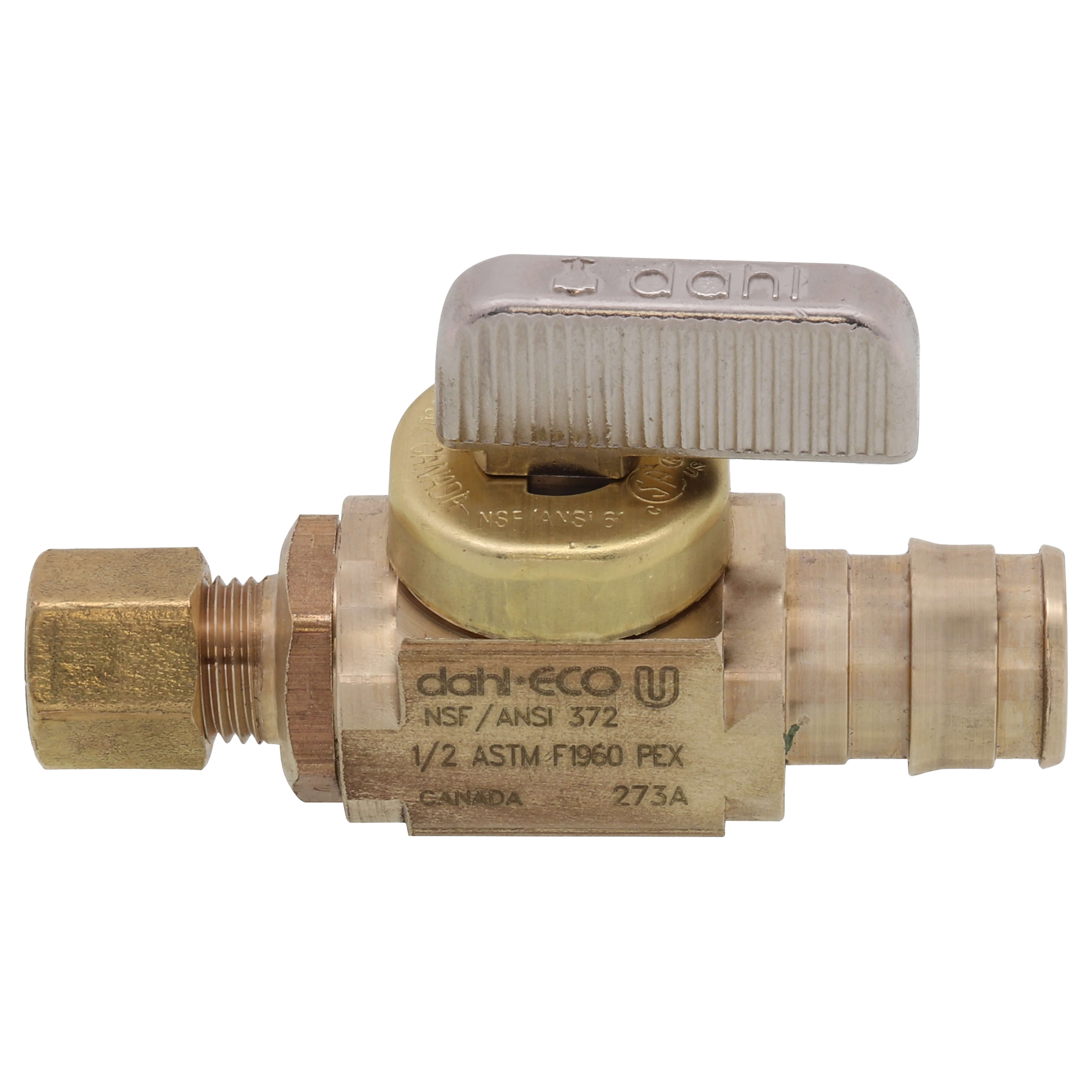 Uponor LF4786025 ProPEX 1/2 x 1/4 in. Brass 250 psi PEX x OD Tube Shut Off Valve