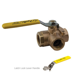 Apollo 7060327 Ball Valve 70-600 Bronze 1/2 Inch FNPT 3-Way Standard Port Locking Lever Stainless Steel