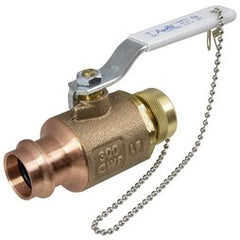 Apollo 77WCLF14304HC Ball Valve 77WCLF-140HC Lead Free Bronze/Copper 1/2 Inch Press x 3/4 Inch Hose Full Port Stainless Steel Ball and Stem Vented/Hose with Cap and Chain