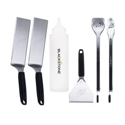 Blackstone 5464 Griddle Kit Tool Tongs Sauce/Liquid Bottle Spatula Scraper Hamburger Spatula and 2 Professional Grade Spatulas Stainless Steel/Wood