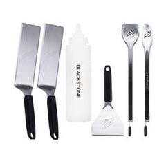 Blackstone 5464 Griddle Kit Tool Tongs Sauce/Liquid Bottle Spatula Scraper Hamburger Spatula and 2 Professional Grade Spatulas Stainless Steel/Wood