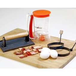 Blackstone 1543 Breakfast Kit Batter Dispenser Bacon Press and Two 4 Inch Egg Rings for Griddle