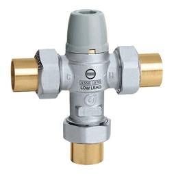 Caleffi 521359A Mixing Valve 5213 Thermostatic 3-Way TubMixer with Check Valve 3/4 Inch Low Lead Brass Sweat Union