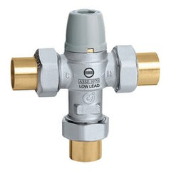 Caleffi 521359A Mixing Valve 5213 Thermostatic 3-Way TubMixer with Check Valve 3/4 Inch Low Lead Brass Sweat Union