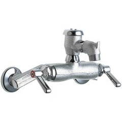 Chicago Faucet 305-VBRRCF Service Faucet Wall Mount with Service Stop 4 to 8-3/8 Inch 2 Lever ADA Rough Chrome