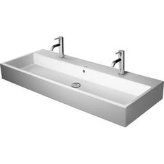 Duravit 2350120026 Lavatory Sink Vero Air Ground with Overflow 47-1/4 x 18-1/2 Inch 22-1/4 Inch Spread Rectangle White 2 Hole