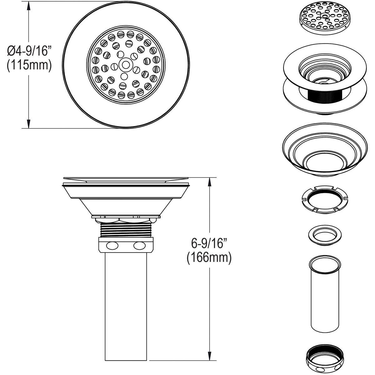 Elkay LK372 4-9/16 x 4 in. Bathroom Sink Drain in Polished Stainless Steel