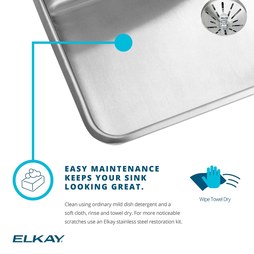 Elkay BLR15162 Hospitality Sink 15 x 15 Inch Single Bowl 2 Hole Drain Size 3-1/2 Inch Bowl Dimension 12 x 9-1/4 x 7 Inch