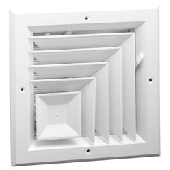 Hart & Cooley A505MS-6X6W Ceiling Diffuser 2 Way Corner Square Multi Shutter 6 x 6 Inch Bright White Aluminum