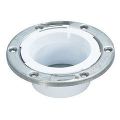 IPS 4830AS2 Closet Flange PVC Less Knockout With Adjustable Stainless Steel Ring 3 x 4 Inch