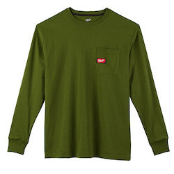 Milwaukee 602OG-M Heavy Duty Pocket T-Shirt - Long Sleeve - Green M