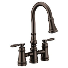 Moen S73204ORB Kitchen Faucet Weymouth 2 Lever Cross ADA Oil Rubbed Bronze 1.5 Gallons per Minute