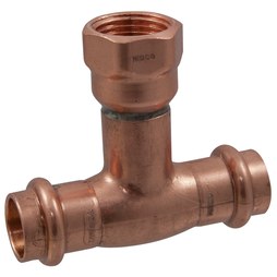 Nibco PC612-34X34X12 Reducing Tee 3/4 x 3/4 x 1/2 Inch Wrot Copper Press x Press x Female