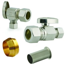 Uponor LF5425038 Stop Valve Compression Straight for 1/2 Inch PEX 1/2 x 3/8 Inch Lead Free Brass Compression x Compression