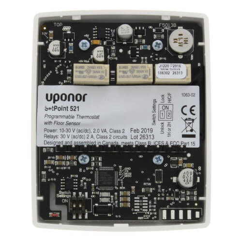 Uponor A3040521 Programmable Thermostat SetPoint 521 with Floor Sensor 30 Volt 3 Modes 2 Amps