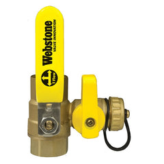 Webstone 40615 Ball Valve Pro-Pal Brass 1-1/4 Iron Pipe Size with Drain PTFE Full Port Reversible Handle