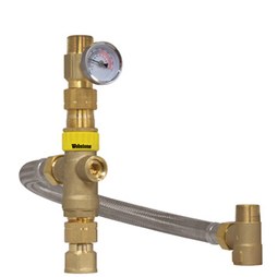 Webstone H-74313W Mixing Valve Water Heater with Gauge Integral Flow Check 3/4 Inch Forged Brass MIP x FIP 150 Pounds per Square Inch