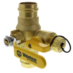 Webstone 80615W Ball Valve Lead Free Brass 1-1/4 Press with Drain Full Port