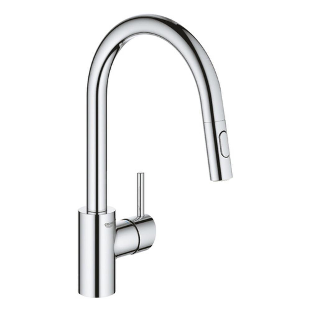 GROHE 3134910E Concetto Single Handle Pull Out Kitchen Faucet Starlight Chrome