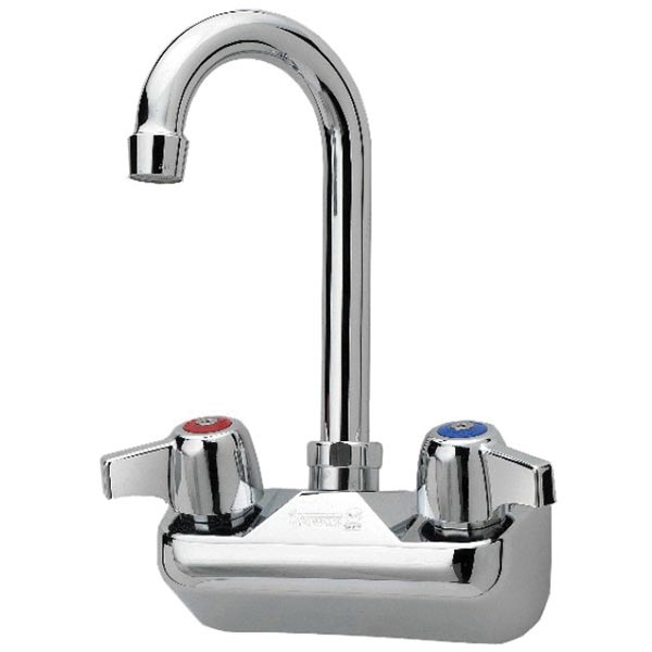 Krowne 10-400L Silver Wall Mount Faucet, 2 gpm, 4 in Center, Gooseneck Spout