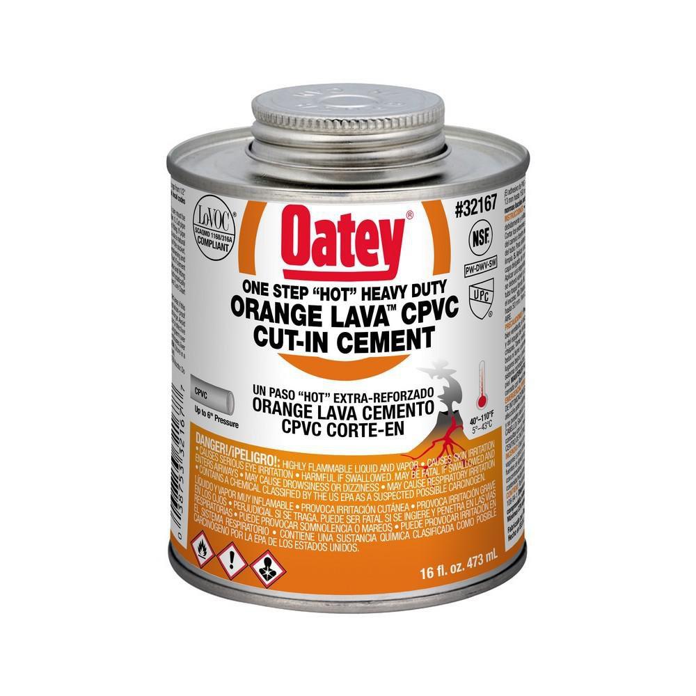 Oatey 32167 16 oz Fast Set Plastic Orange Pipe Cement