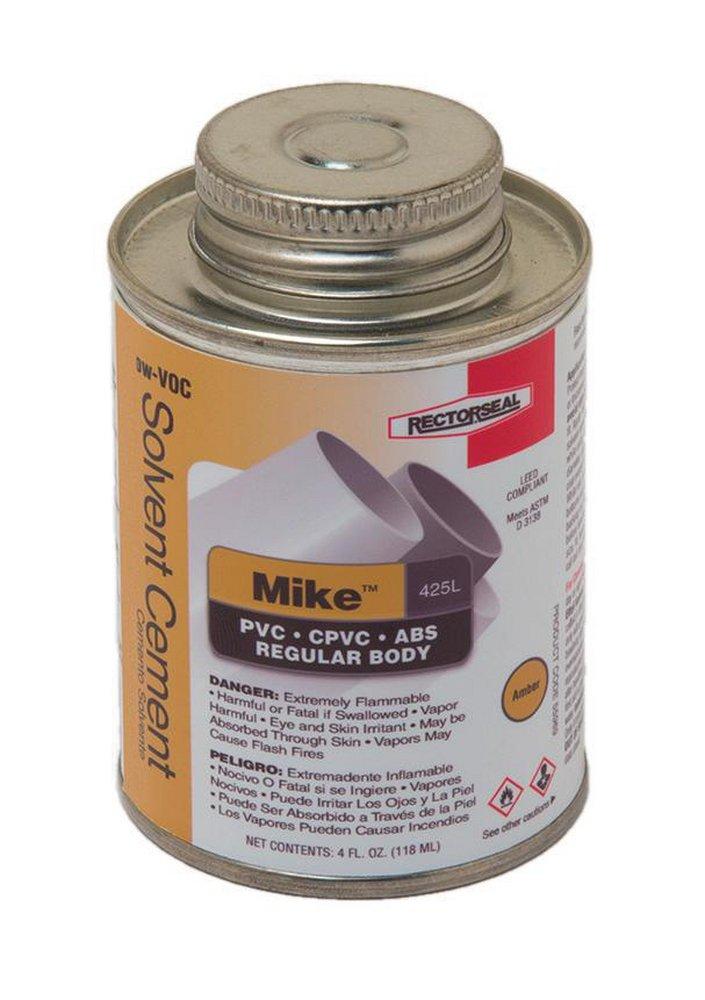 Rectorseal 55969 Mike 425L 4 oz. Fast Set Plastic Amber Pipe Cement