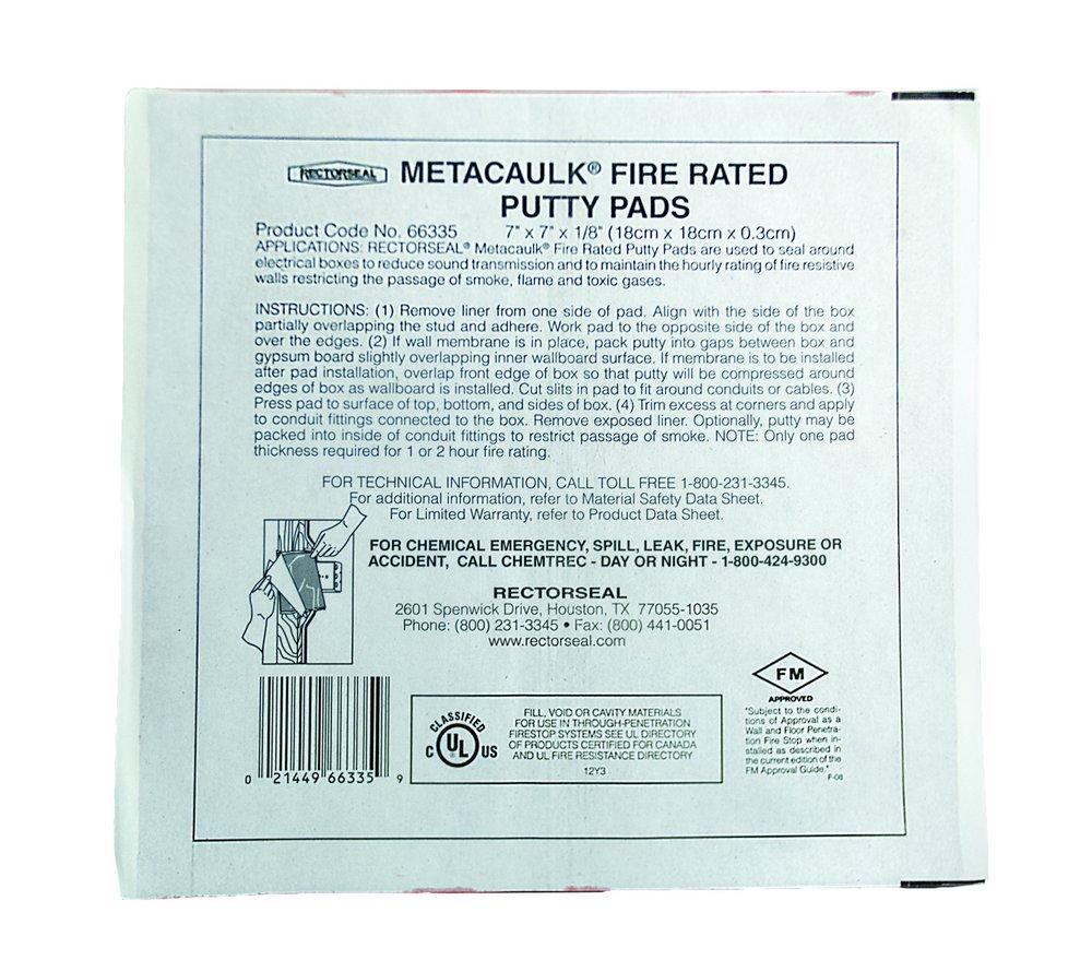 Rectorseal 66335 Metacaulk 7X7 Putty Pad Up to 3 hr Fire Rating