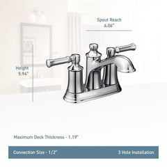 Moen 6802BL Dartmoor Two Handle Centerset Bathroom Sink Faucet in Matte Black