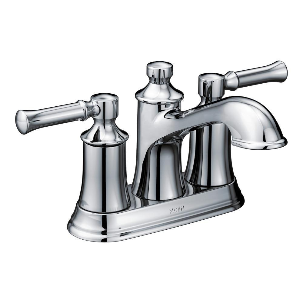 Moen 66802 Dartmoor Two Handle Centerset Bathroom Sink Faucet in Polished Chrome