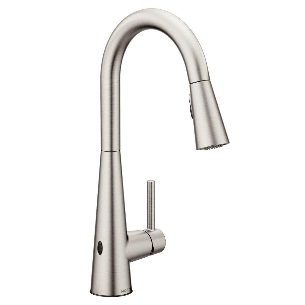 Moen 7864EWSRS Sleek MotionSense Wave Single Handle Pull Down Touchless Kitchen Faucet in Spot Resist Stainless