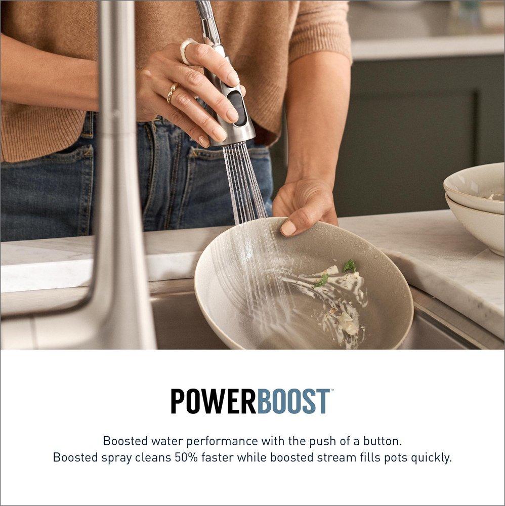 Moen 7594EVSRS Arbor Single Handle Pull Down Touchless Kitchen Faucet with Voice Activation in Spot Resist Stainless