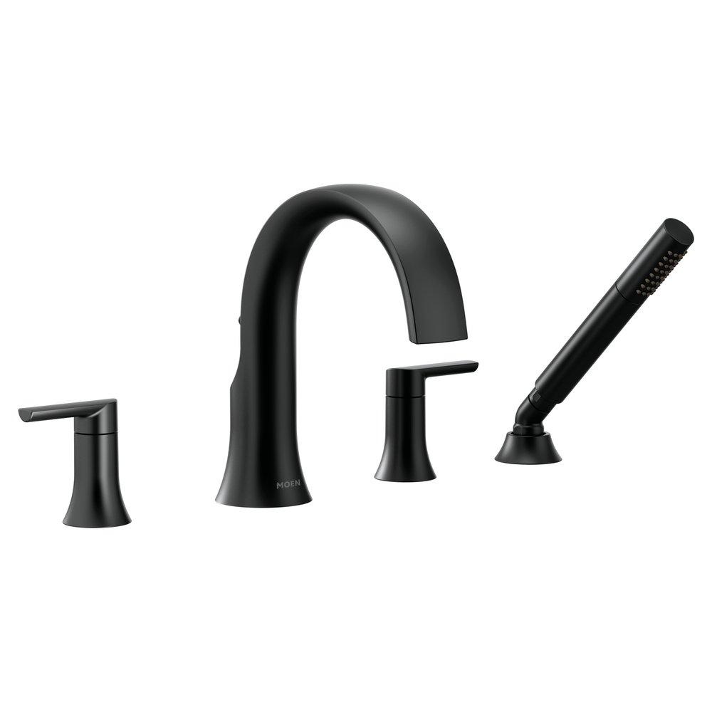 Moen TS984BL Doux Two Handle Roman Tub Faucet with Handshower in Matte Black (Trim Only)