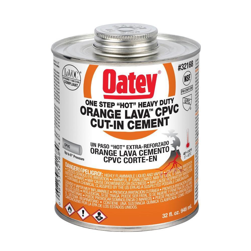 Oatey 32168 32 oz Fast Set Plastic Orange Pipe Cement