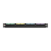 Leviton 5G596-U24 CAT5e Universal Patch Panel, 24-Port, 1U RMS with Cable Management Bar