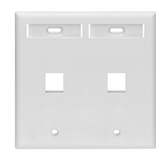 Leviton 42080-2WP Dual-Gang QuickPort Wall Plate With ID Windows 2-Port White