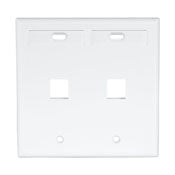 Leviton 42080-2WP Dual-Gang QuickPort Wall Plate With ID Windows 2-Port White