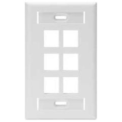 Leviton 42080-6WS QuickPort Wall Plate With ID Window, Single Gang, 6-Port, White