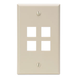 Leviton 41080-4IP QuickPort Single-Gang Wall Plate, 4-Port, Ivory