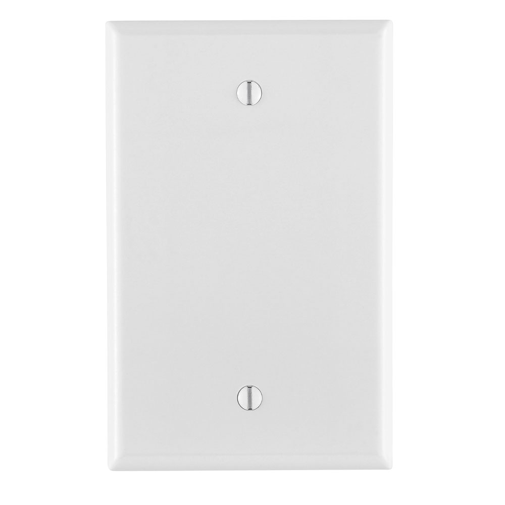 Leviton 80514-W 1-Gang No Device Blank Wall Plate, Midway Size, Thermoset, Box Mount, White