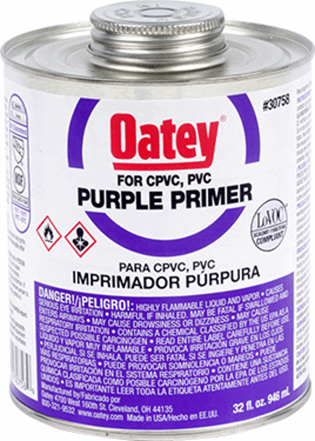 MARS 73185 Primer, Purple 32oz for PVC/CPVC NSF Listed Oatey