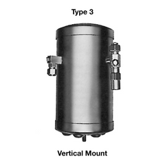 Refrigeration Research 6801 Receiver, Vertical Mount 3/8 ID Sweat x 3/8 ID Sweat Valve 10 Pound Pump Down Capacity Conventional w/ Valves