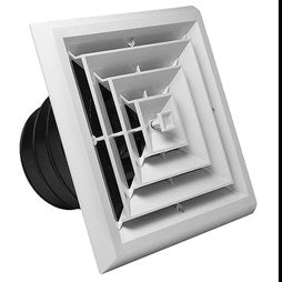 Rectorseal 81914 Ceiling Diffuser 4 Way Square Grille 8 x 8 Inch White Plastic