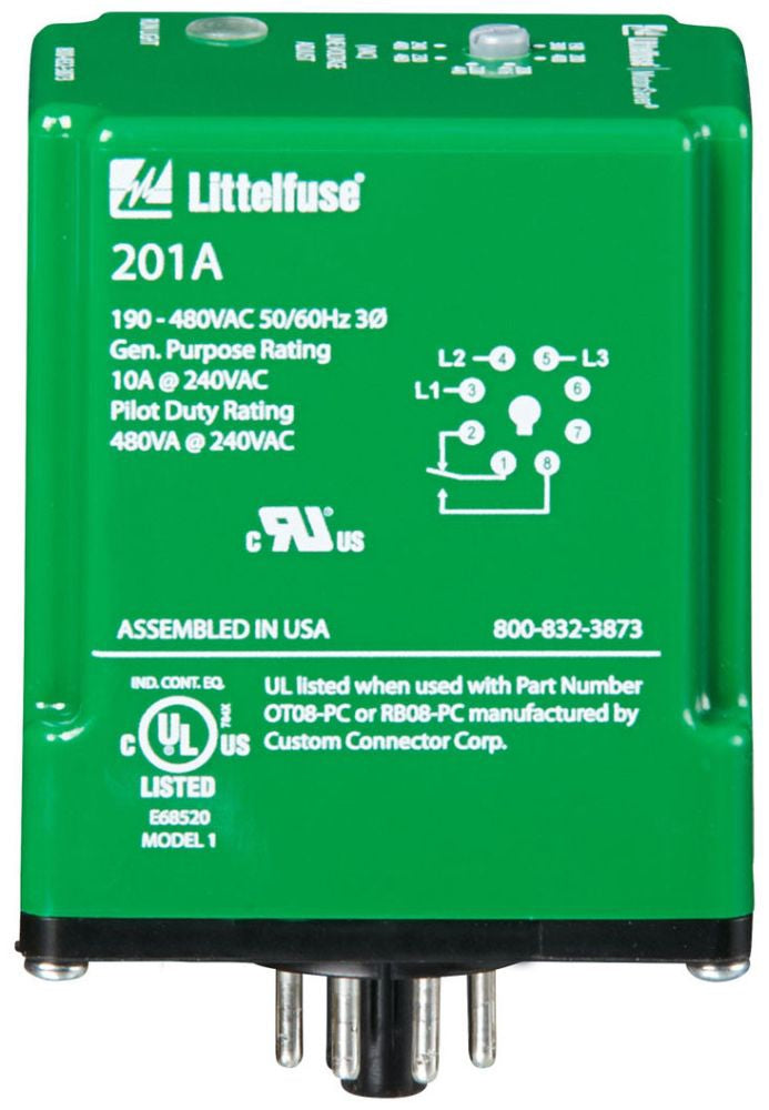 LITTELFUSE Littelfuse 201A 3-Phase Plug-In Voltage Monitor 190-480 Volt