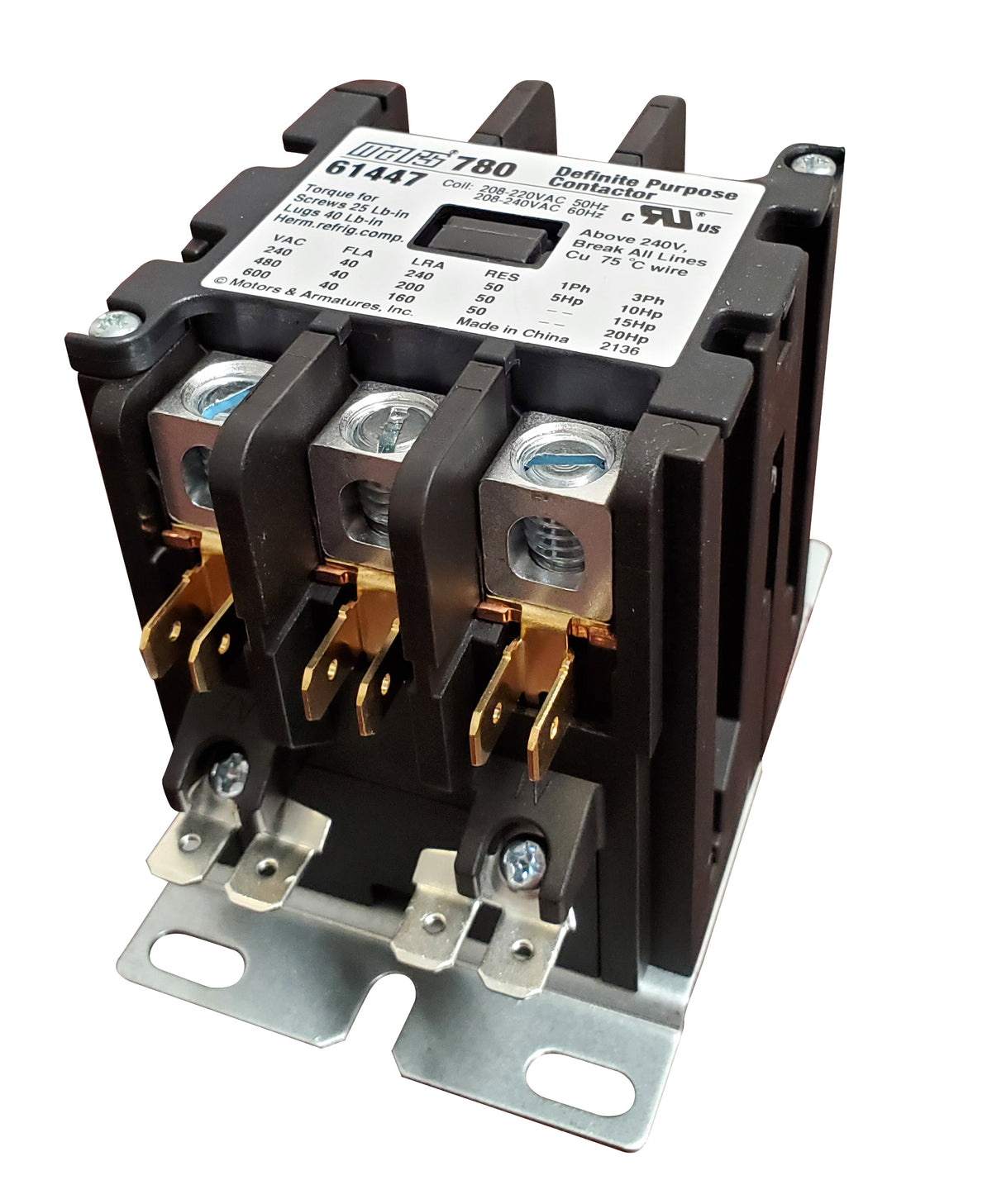 MARS 61447 3POLE 240V 40A CONTACTOR W/LUG