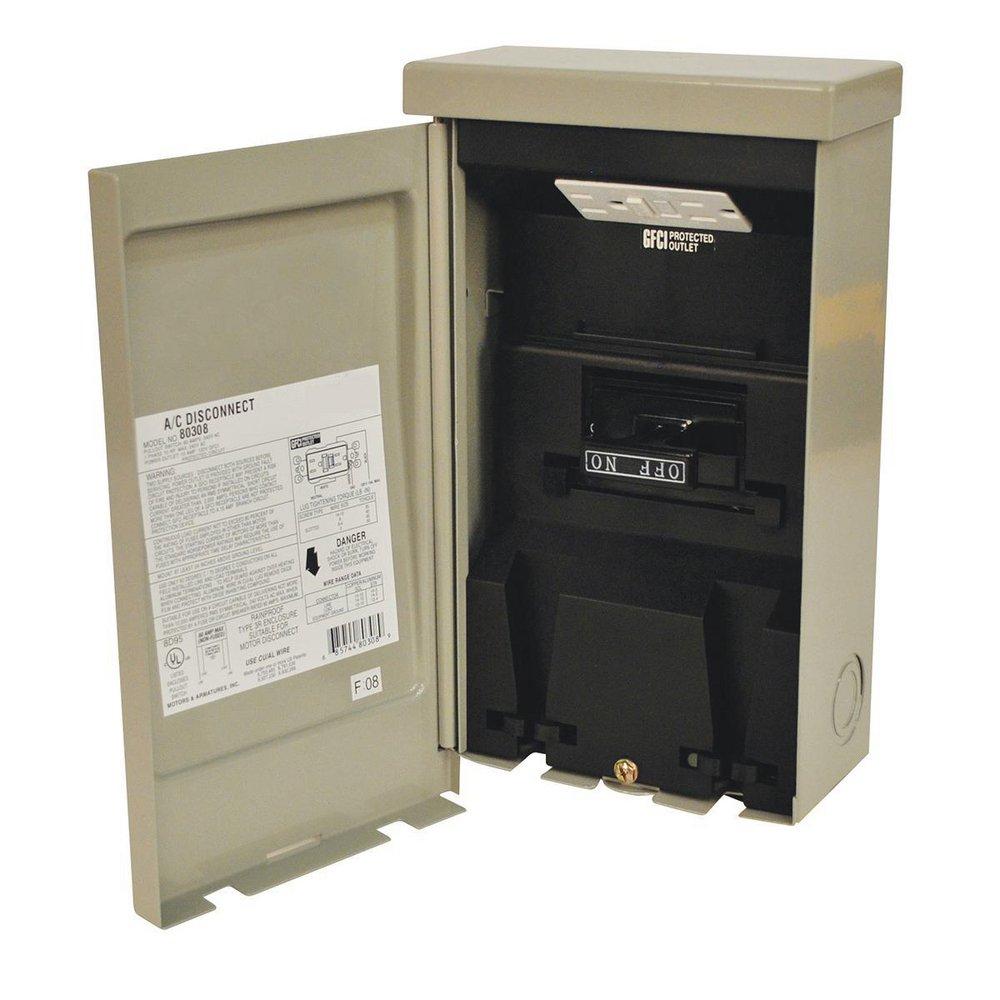 MARS 80308 60A 240V Single Phase Pullout Disconnect with GFCI Receptacle